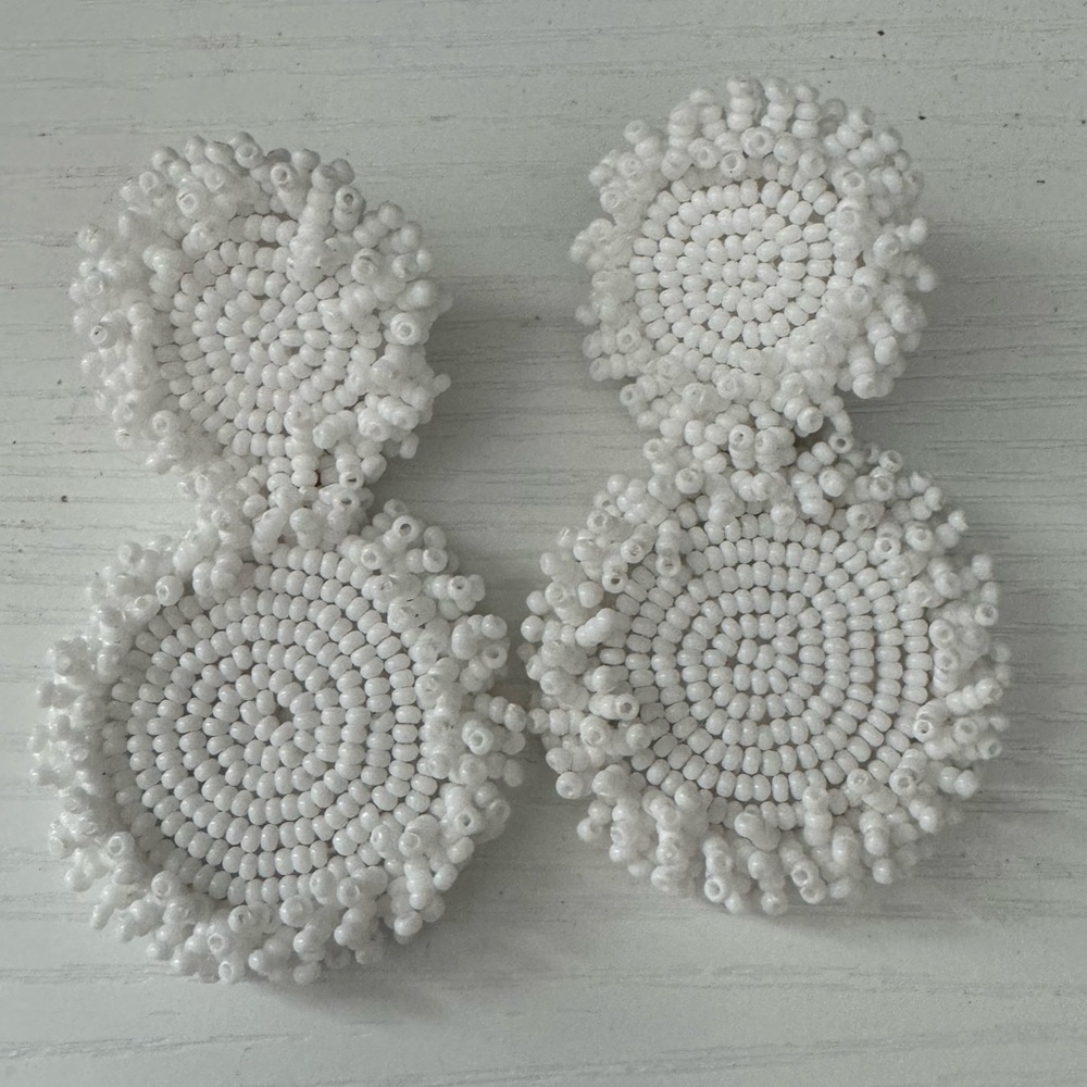 BaubleBar. Erin Earrings. White. Approx 2 inches in length. 1 inch wide.